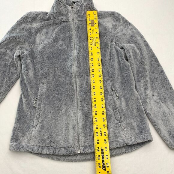 North Face Osito Fleece Jacket Full Zip Womens Medium Gray Pink Ribbon Gorpcore - Picture 9 of 11